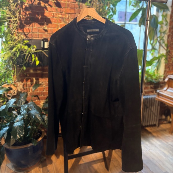 John Varvatos Black Men's Leather Jacket Goat Suede - Picture 3 of 9